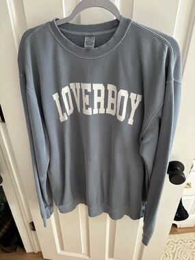 Loverboy Crewneck Sweater in Slate Blue - Casual unisex Sweatshirt